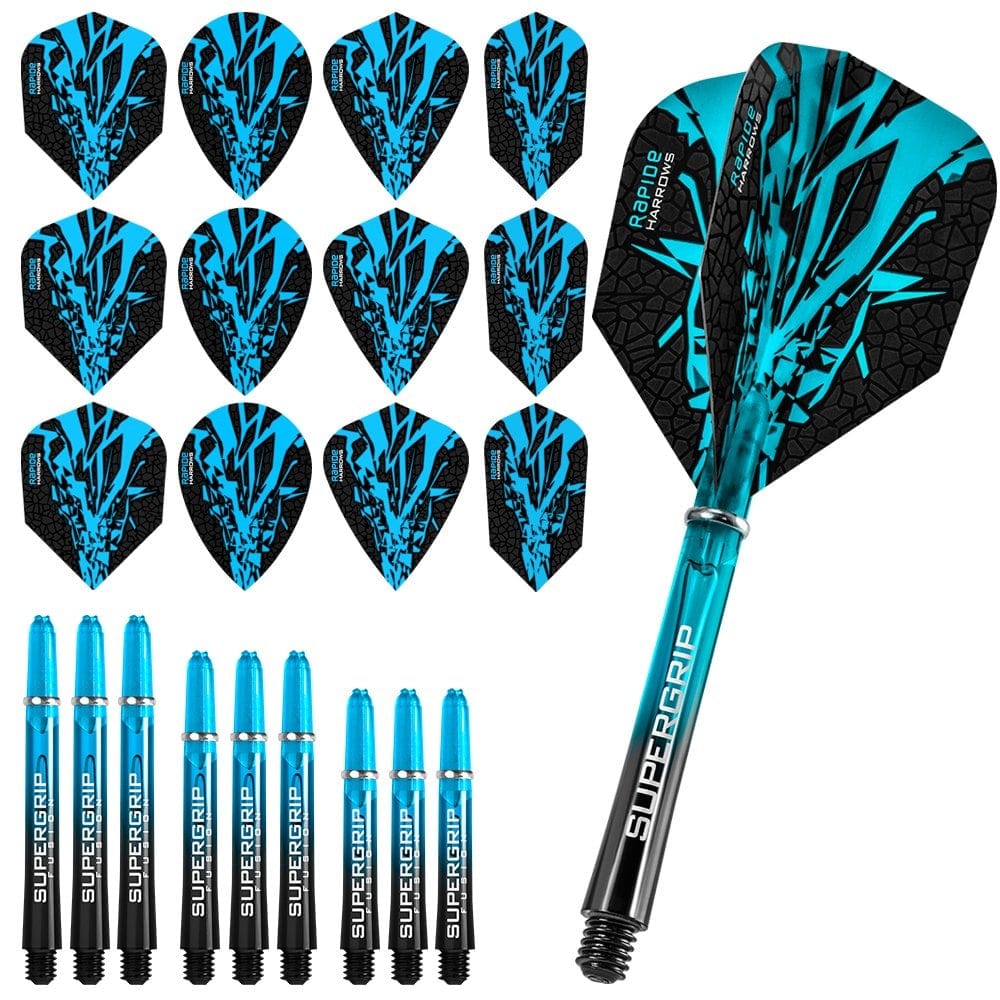 Harrows Rapide Fusion X - Flight & Shaft Combo Kit - Mixed - Aqua Blue