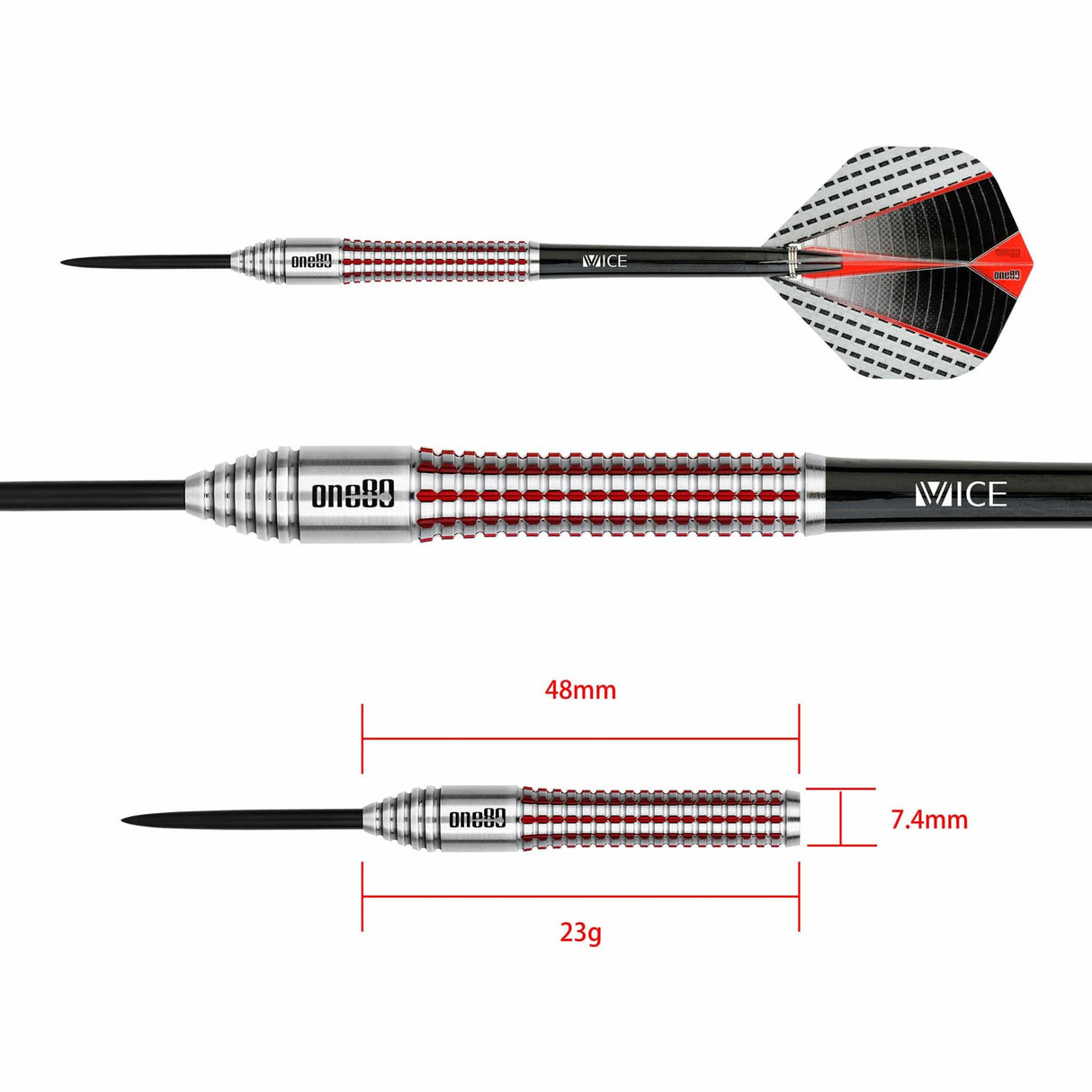 One80 Han Xicheng Darts - Steel Tip - Signature - Red - 23g 23g